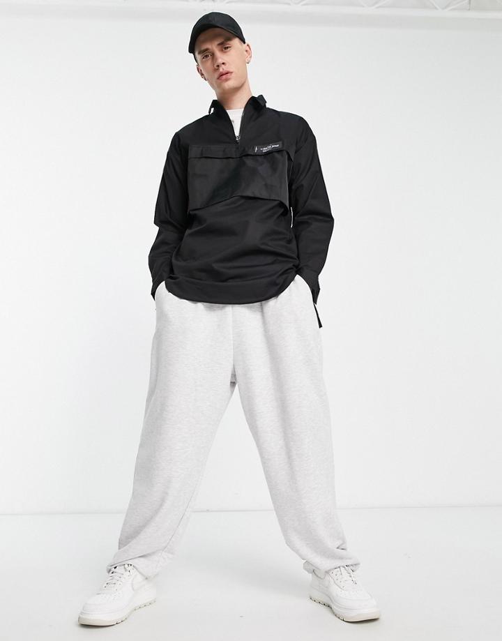 Sixth June Skinny Fit Overhead Pocket Shirt In Black