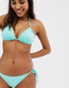 Accesorize Molded Texture Triangle Bikini Top In Aqua - Blue