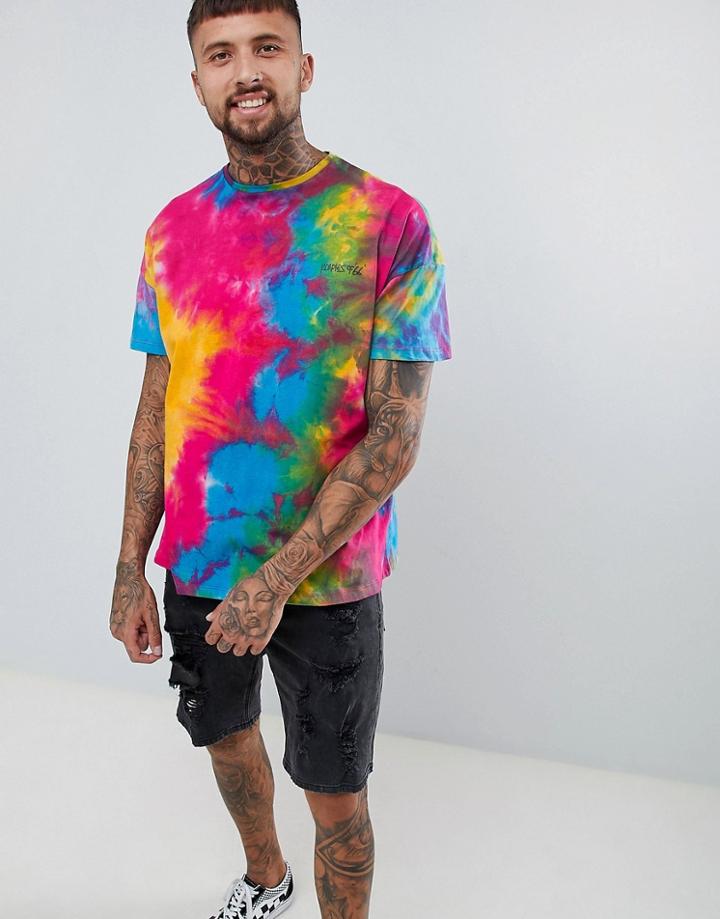 Roadies Of 66 Oversized Rainbow Tie Dye T-shirt - Multi