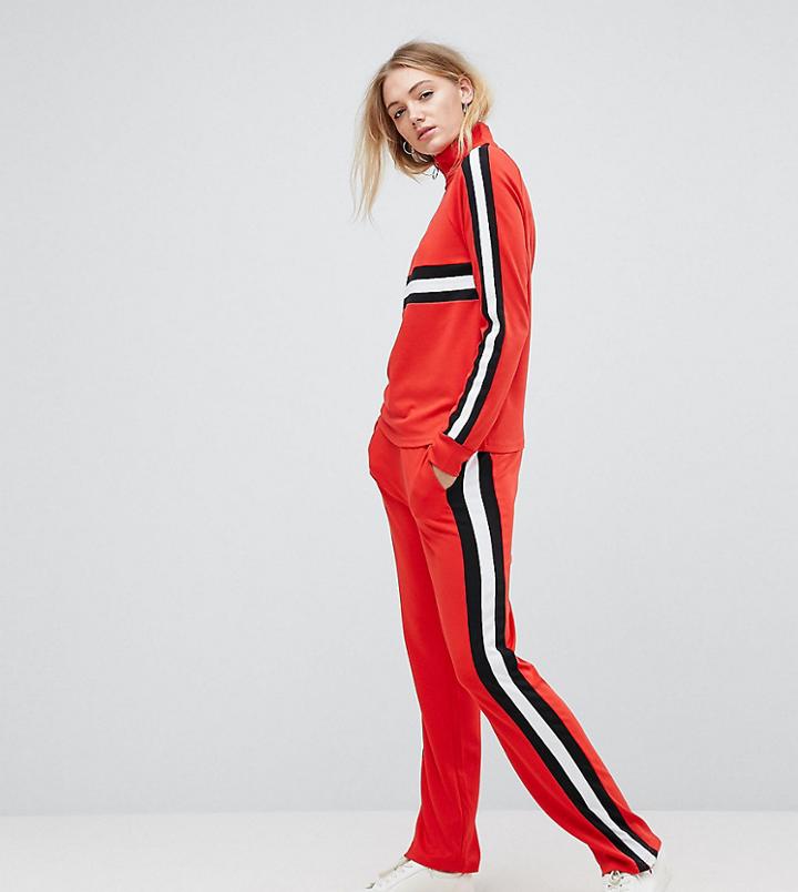 Noisy May Tall Color Block Seam Casual Pants - Black