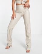 Missyempire Straight Leg Pants In Croc Leather Look - Part Of A Set-neutral