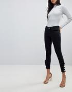 Asos Lisbon Skinny Mid Rise Jeans In Washed Black With Pearl Hem - Black