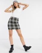 New Look Check Pattern Mini Skirt In Black