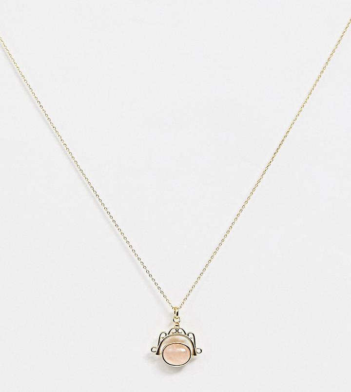 Rock 'n' Rose Gold Plated Rose Quartz Spinner Necklace - Gold