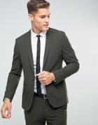 Asos Skinny Suit Jacket In Khaki - Green