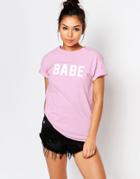 Adolescent Clothing Boyfriend T-shirt With Babe Print - Pink