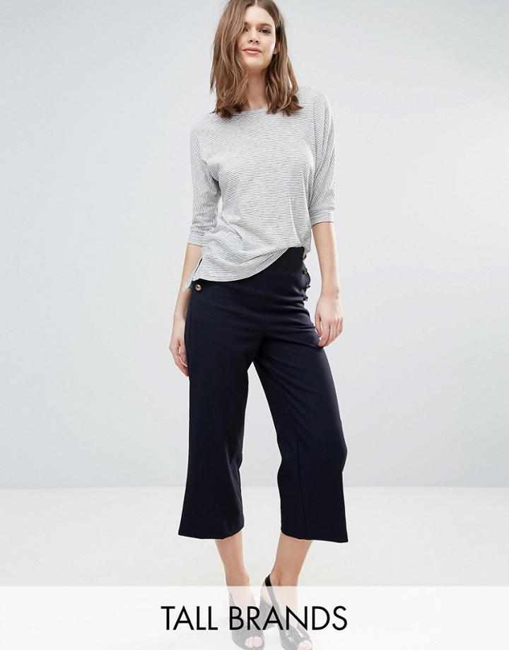 New Look Tall Tailored Button Detail Culottes - Black