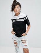 Asos T-shirt With Contrast Ruffle Stripe - Multi