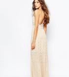 Frock And Frill Embellished Plunge Neck Maxi Dress With Open Back - Pink
