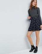 Asos Mini Skater Skirt With Pockets In Star Print - Black