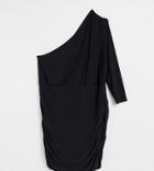 Club L London Plus Ruched One Shoulder Mini Dress In Black