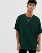 Asos Design Oversized T-shirt With Crew Neck In Green - Green