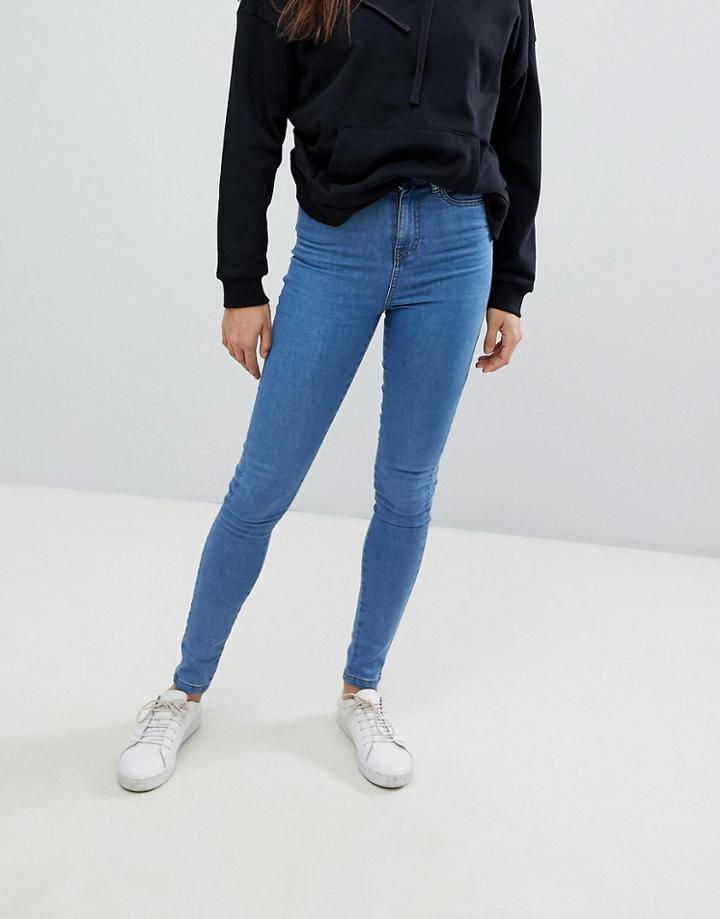 Noisy May Ankle Length High Waist Skinny Jeans In Blue