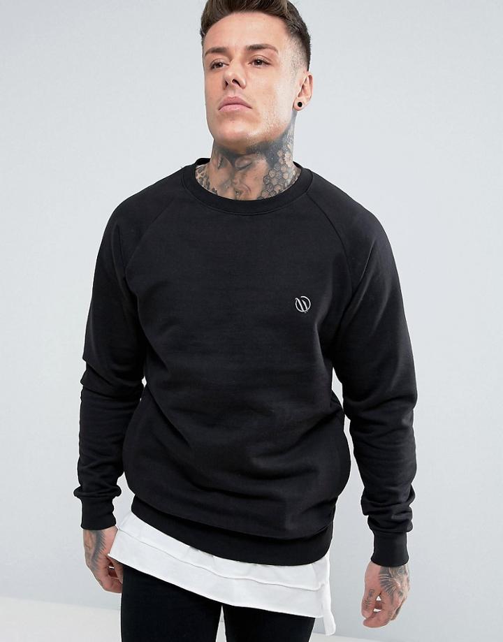 Wetts Crew Sweat With Wave Logo - Black