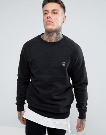 Wetts Crew Sweat With Wave Logo - Black