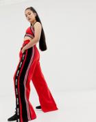 Ivy Park Spliced Stripe Crop Joggers In Red - Red