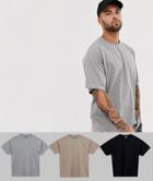 Asos Design Oversized T-shirt With Crew Neck 3 Pack Save - Multi