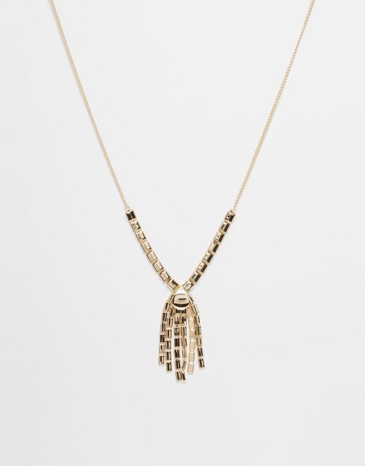 Asos Statement Chain Fringe Necklace - Gold