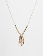 Asos Statement Chain Fringe Necklace - Gold