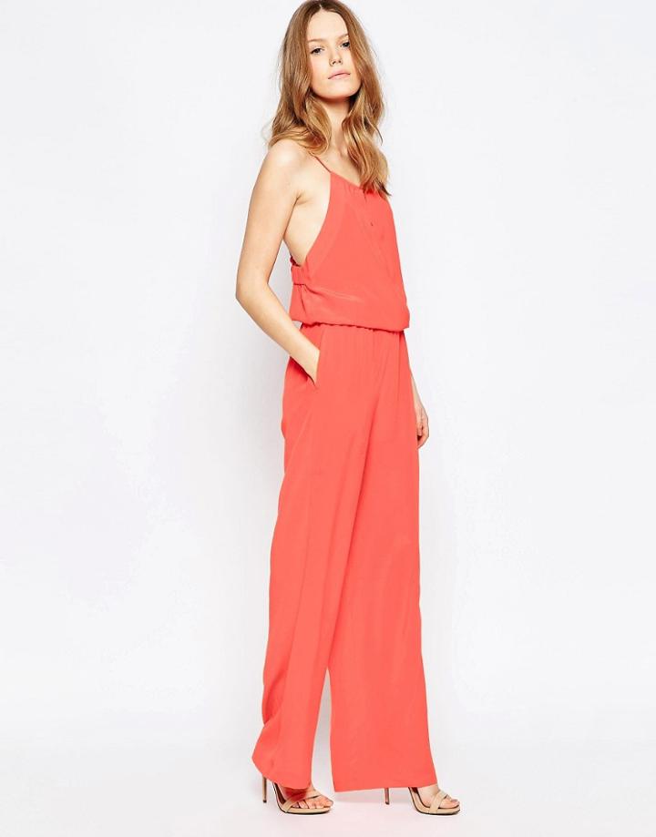 Suboo Tangerine Silk Halter Jumpsuit - Tangerine