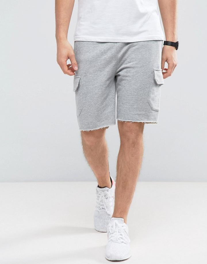 Asos Skinny Jersey Shorts With Cargo Pockets In Gray Marl - Gray