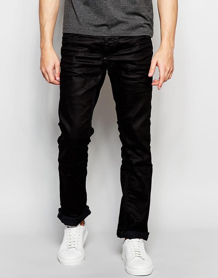Jack & Jones Regular Fit Jeans In Black - Black Denim