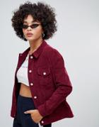 Missguided Cord Trucker Jacket In Burgundy - Red