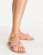 Accessorize Leather Flat Sandals In Twisted Blush-pink