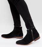 Asos Chelsea Boots In Black Suede With Zip Detail And Natural Sole - Black