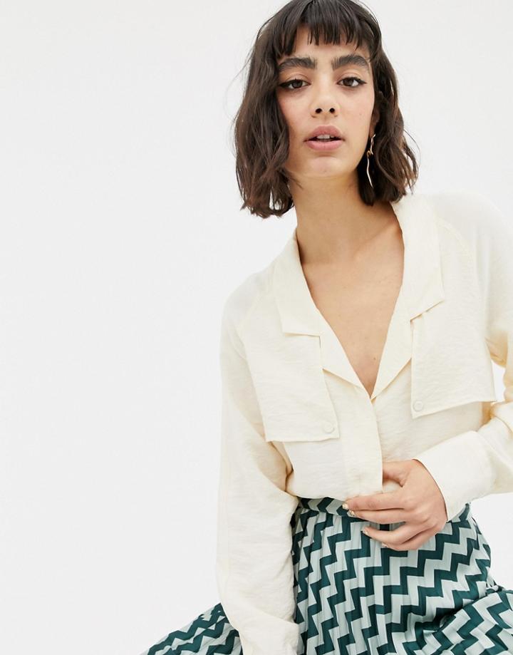 Mango Utility Pocket Blouse - White