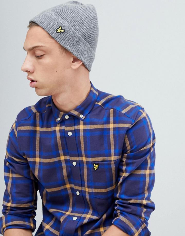 Lyle & Scott Ribbed Lambswool Beanie In Gray - Gray
