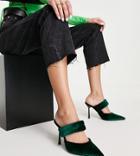 Asos Design Wide Fit Paxton Padded Heeled Mules In Forest Green