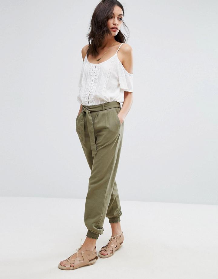 Vero Moda Tie Waist Soft Jogger - Green