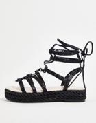 Public Desire Thea Lace-up Studded Gladiator Sandals In Black