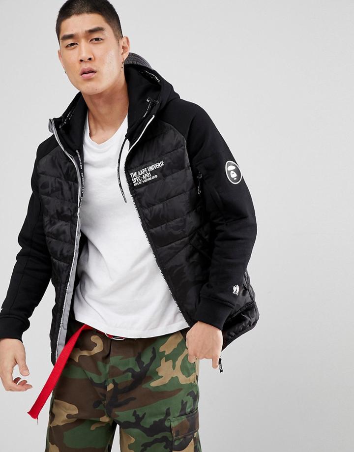 Aape By A Bathing Ape Quilted Jacket With Hood - Black