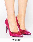 New Look Wide Fit Metallic Pointed Pumps - Pink