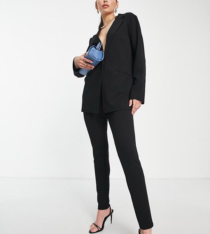 Asos Design Tall Jersey Tapered Suit Pants In Black (recycled)