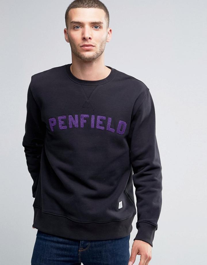 Penfield Brookport Crew Sweatshirt College Logo - Black