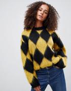 Asos Design Sweater In Diamond Pattern-multi