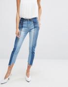 Evidnt Two Tone Crop Skinny Jeans - Blue