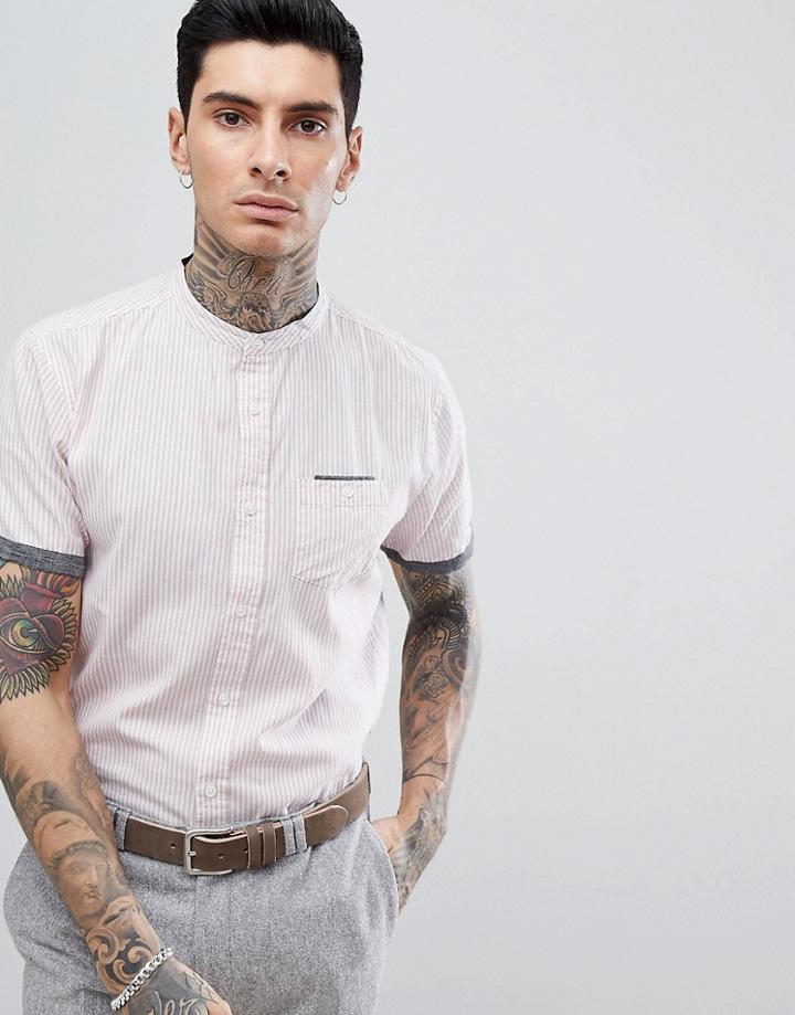 Process Black Short Sleeve Pinstripe Shirt - Pink