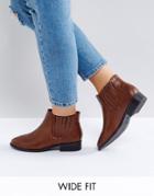 New Look Wide Fit Leather Look Ankle Boot - Tan