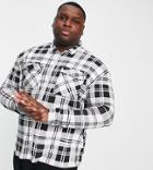 Soul Star Plus Muscle Fit Full Zip Check Shirt In Black & White