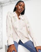 Urban Revivo Shell Print Shirt In Beige-neutral
