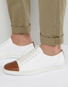 Dune Tate Lo Sneakers In White Leather - White