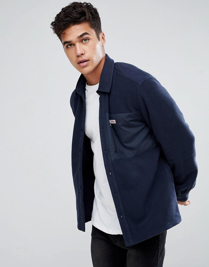 Jack & Jones Originals Shirt In Regular Fit Fleece - Navy
