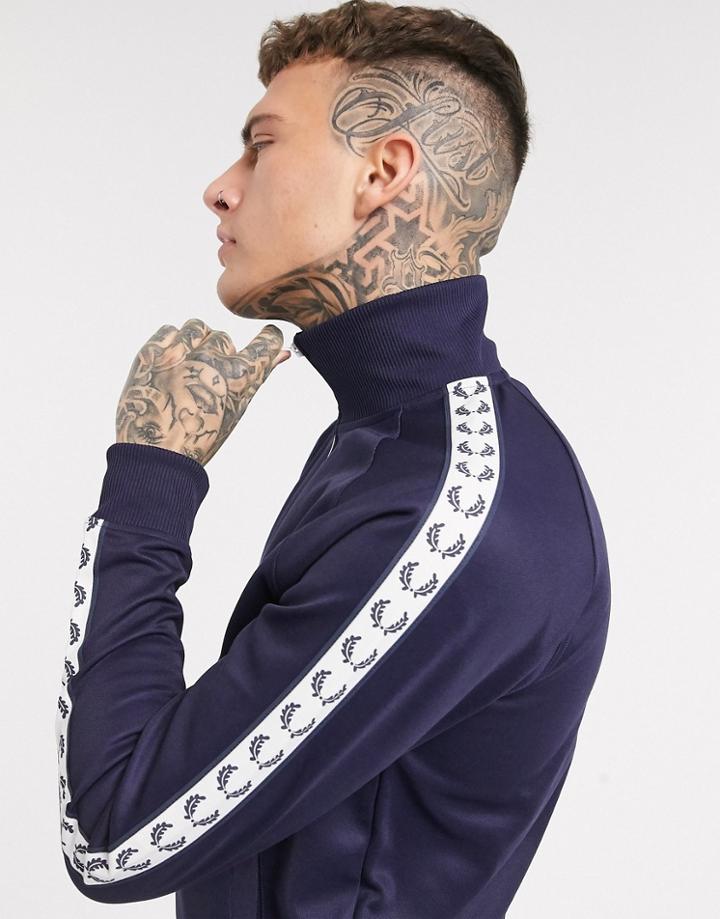 Fred Perry Side Taped Track Jacket In Navy