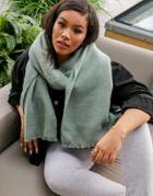 Asos Design Supersoft Long Woven Scarf With Raw Edge In Sage-green