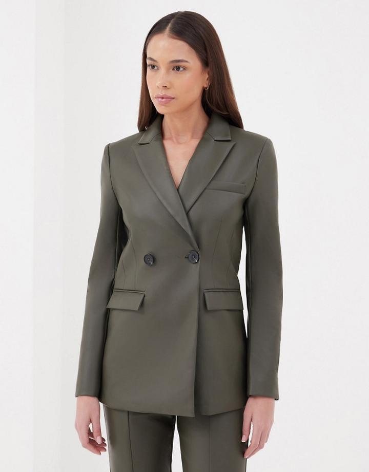 4th & Reckless Tailored Blazer In Khaki - Part Of A Set-green