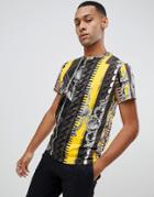 Versace Jeans T-shirt In Blue Baroque Print - Blue